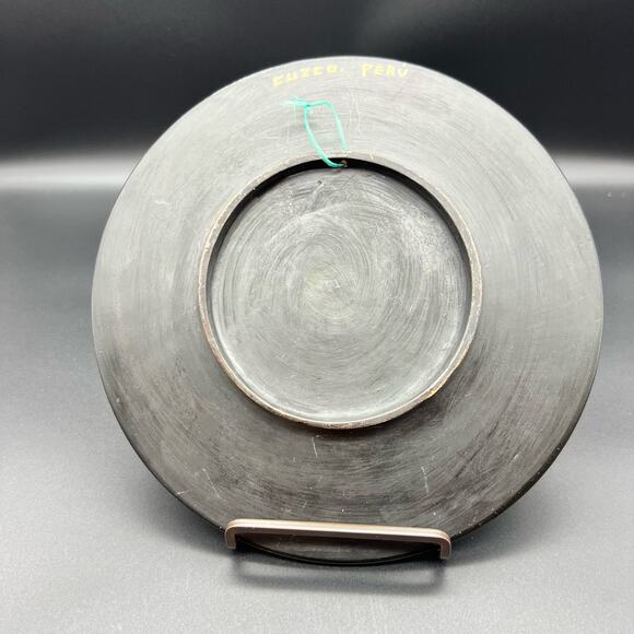 Vintage Handmade Cusco Peru Alpaca Pottery Plate 8.5” Wall Hanging Art Decor - Picture 6 of 8